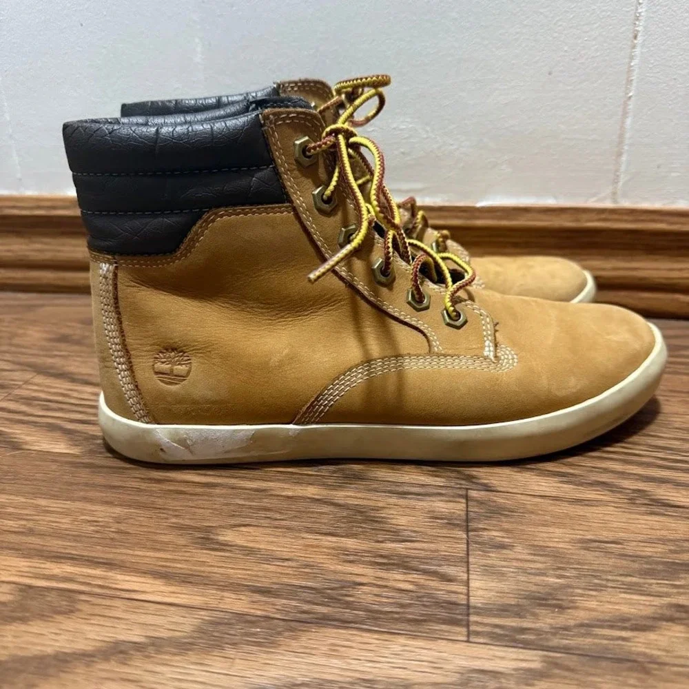Timberland Mens Tan Leather High Top Lace Up‎ Fashion Sneakers Boots Size 7.5